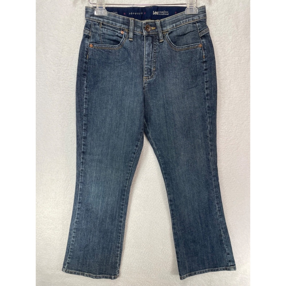 Lee Women's 6‎ Short Comfort Waistband Stretch Bootcut Blue Jeans